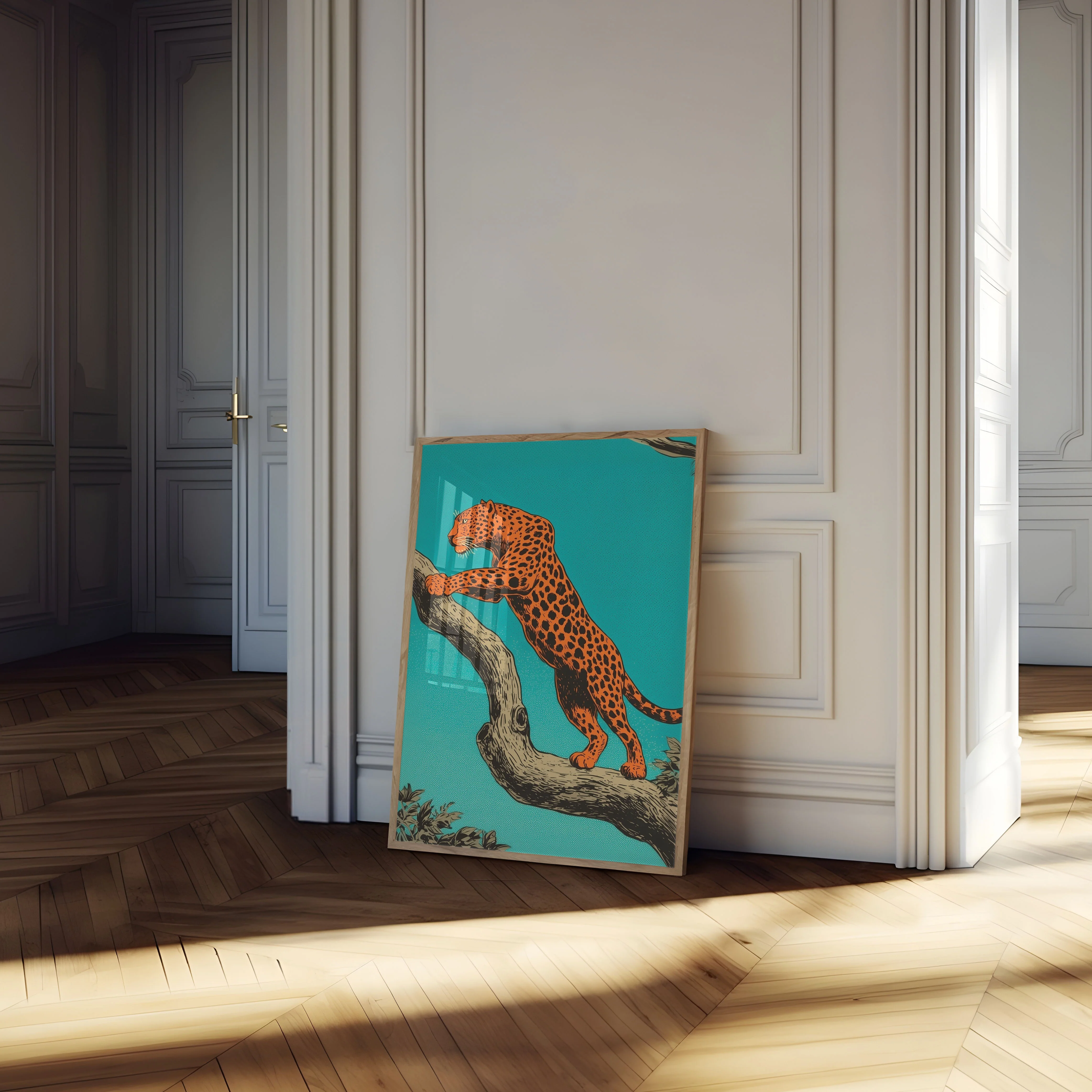 Fierce Orange Jaguar Tree Poster - Image 4