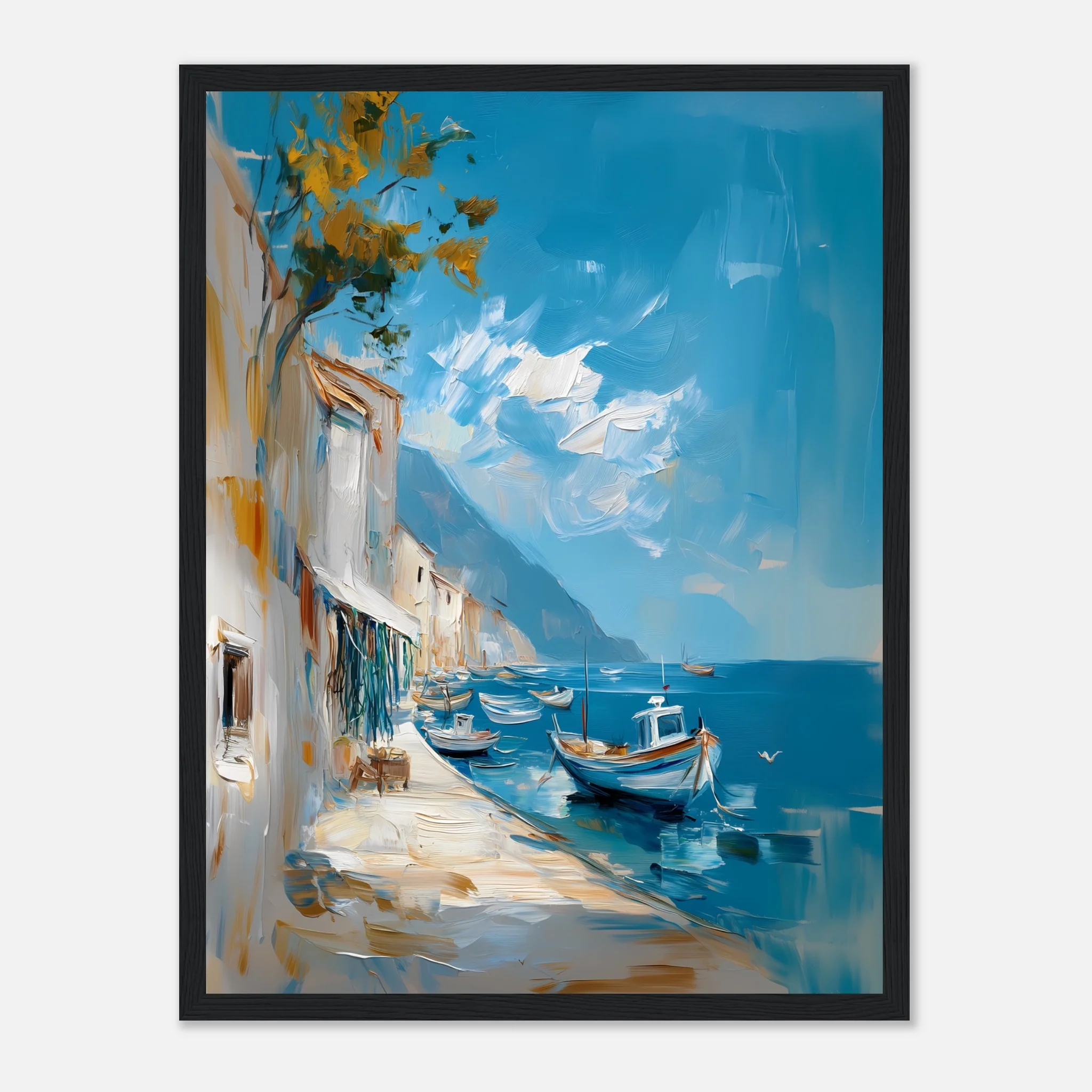Oil-Painted Harbor Scene - Image 10